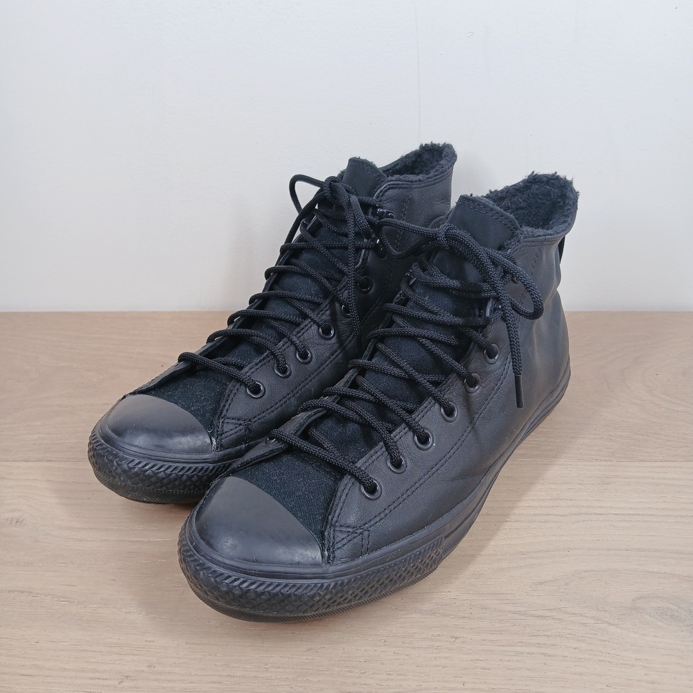 Converse Chuck Taylor All Star Boots Men 11 Black Leather High Top Sherpa Winter